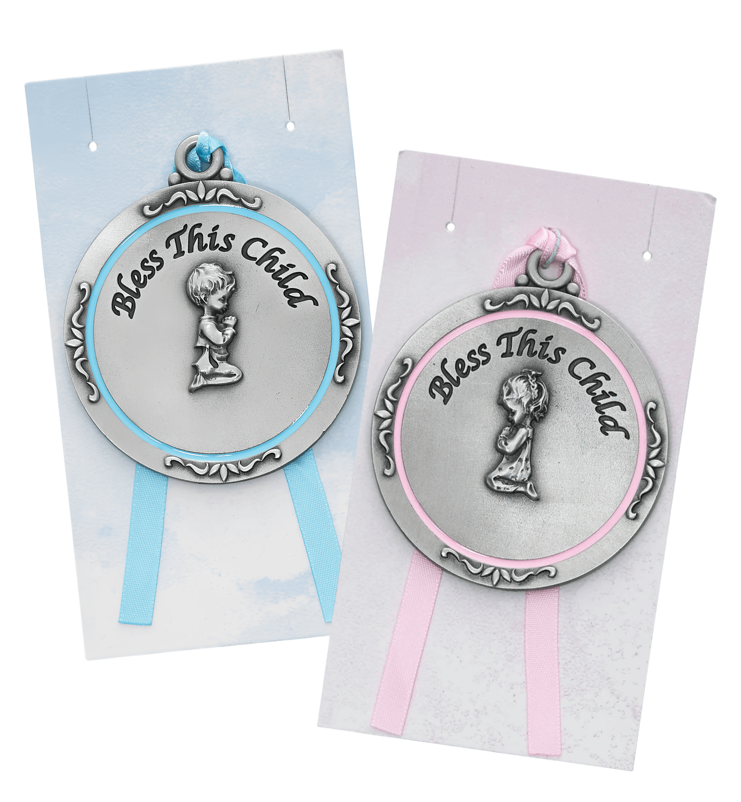 "Bless This Child" Praying Child Crib Medal 