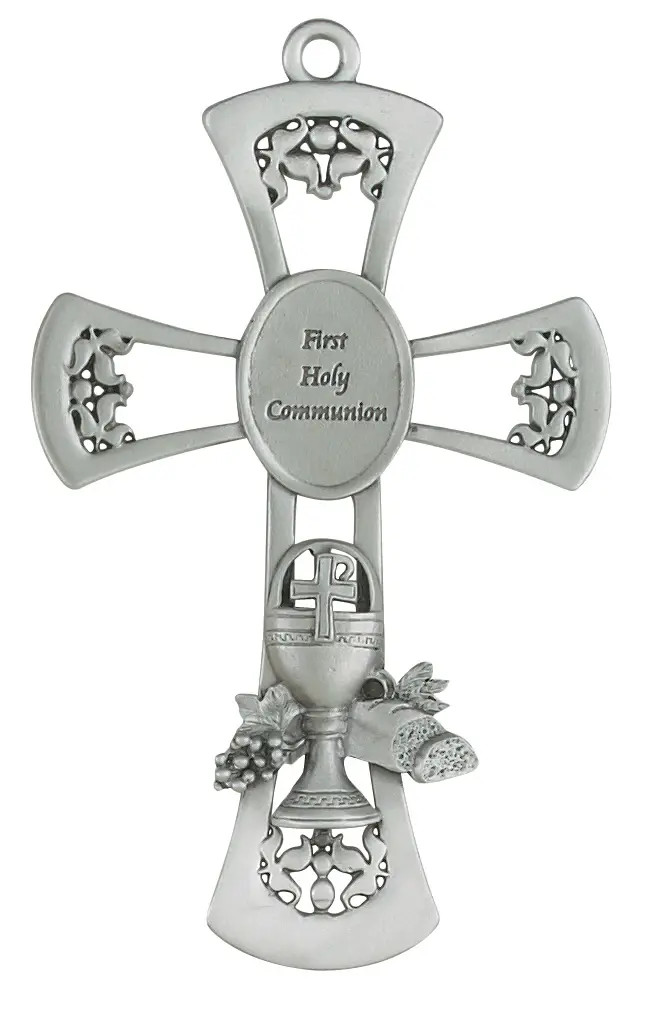Pewter First Holy Communion Wall Cross - 6" 