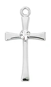 Pewter Cross with Rhinestone Pendant
