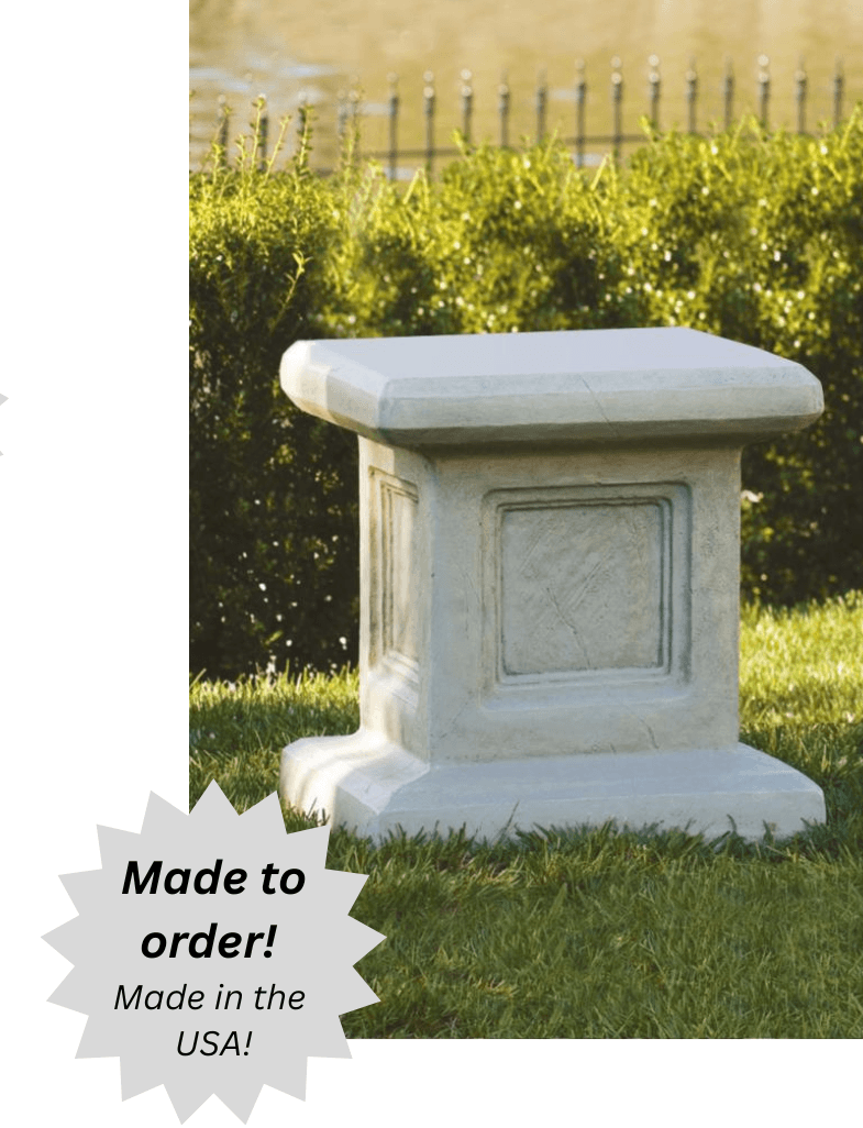 Large Square Outdoor Cement Garden Pedestal - 22"