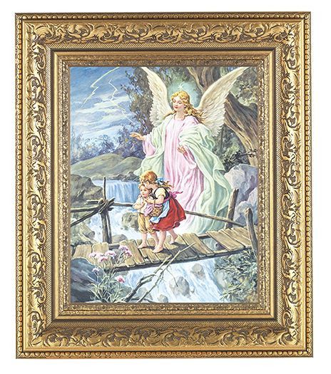 Guardian Angel on Bridge Framed Artwork 