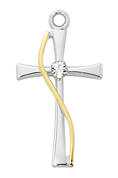 Two Tone Cross with Rhinestone Center, L9200