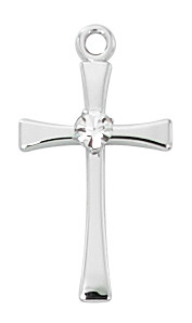 Sterling Silver or Gold over Sterling Silver Cross with Crystal Center