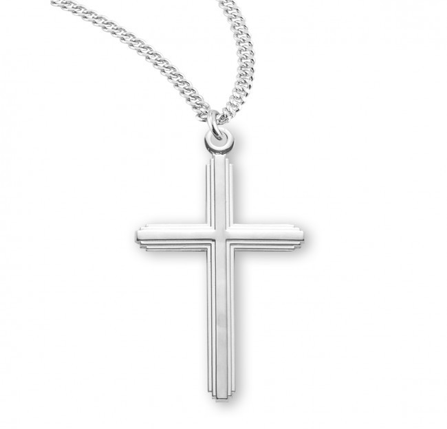 Sterling Silver or Gold over Sterling Silver Cross with Inlay