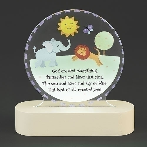 6" LED God Created Everything Acrylic Tabletop Plaque