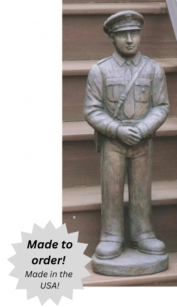 Law Enforcement Officer Outdoor Cement Garden Statue - 32"