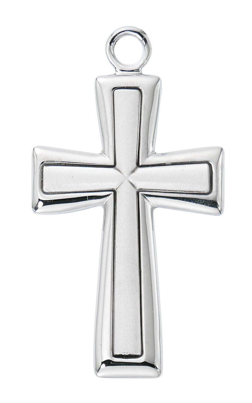 Sterling Silver Flared Cross with Chain 