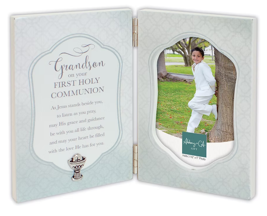 First Holy Communion Frame with Metal Chalice - Grandson
