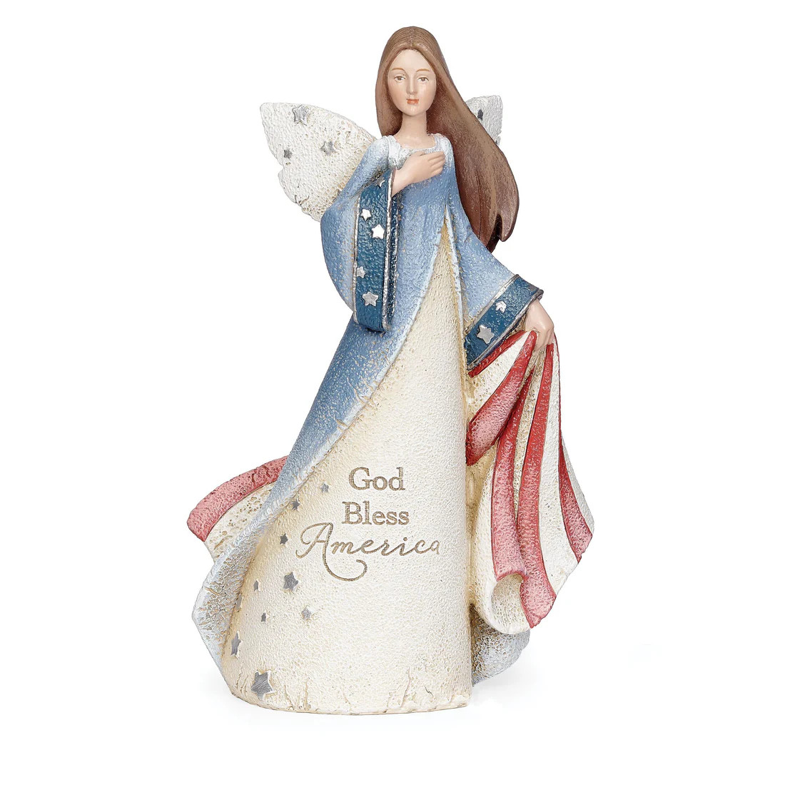 God Bless America Angel Figurine - 8"