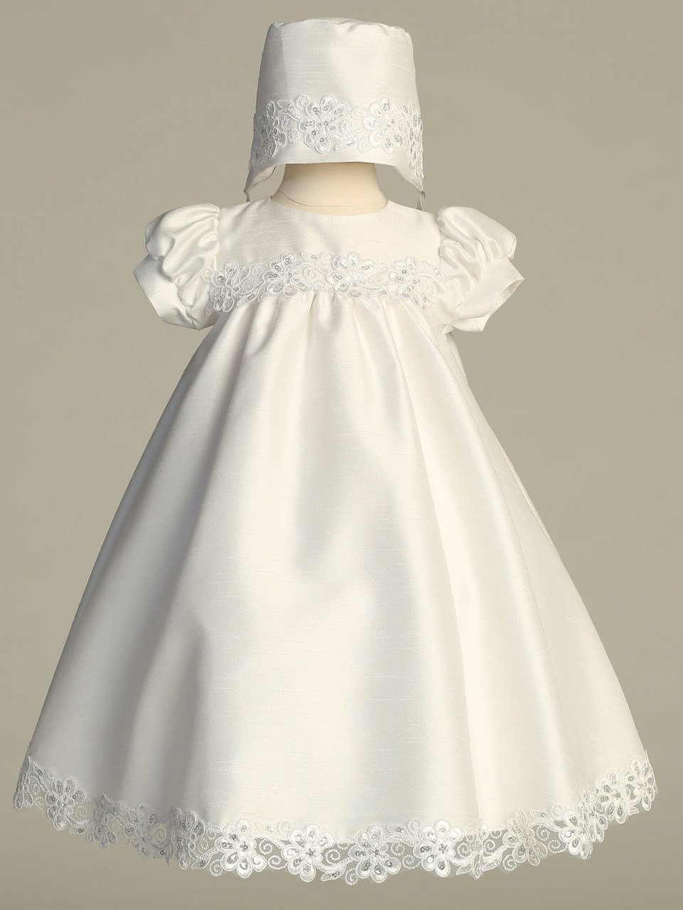 Shelby - Shantung Dress with Embroidered Trim and Sequins 