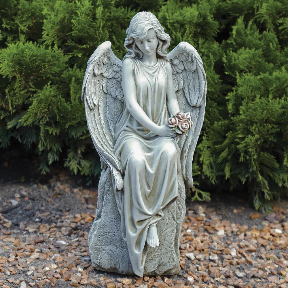 Angel Holding Flowers Garden Statue - 18" 