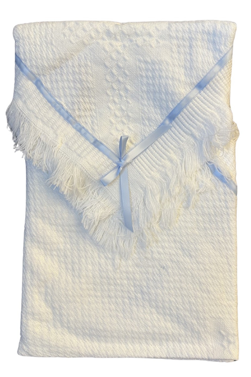 Blue Ribbon Blanket with Cross 