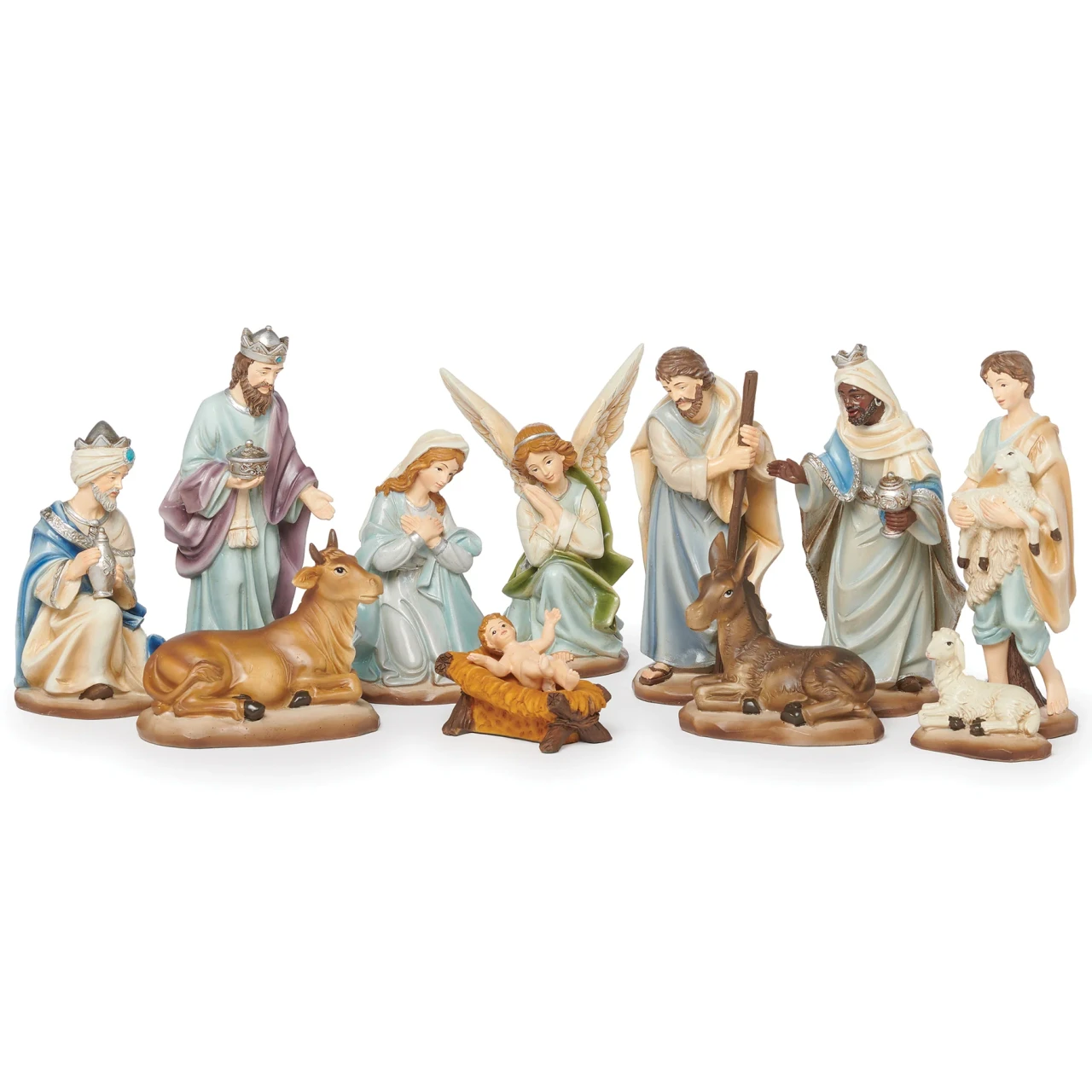 11-Piece Soft Blue Nativity Set - 6" 
