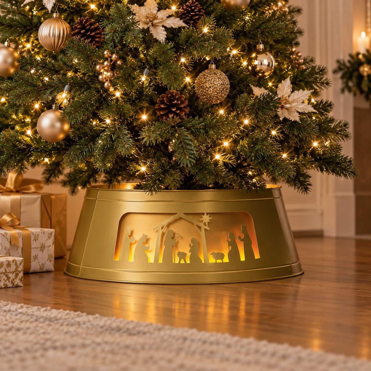 Lighted Nativity Tree Collar 