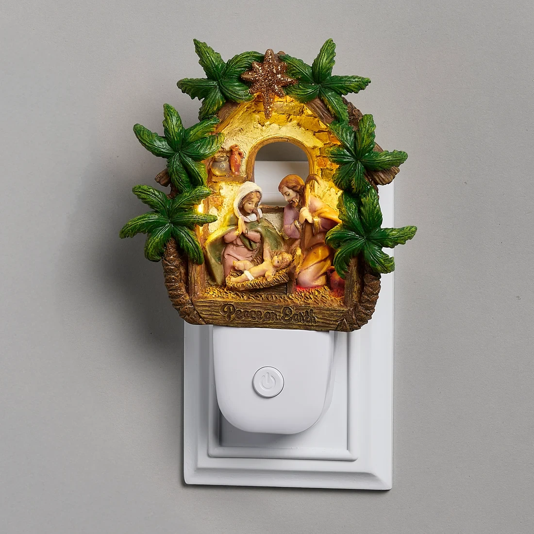 Holy Family Night Light with Palm Trees - Fontanini Collection 