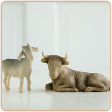 The Willow Tree Ox & Goat Nativity Pieces.