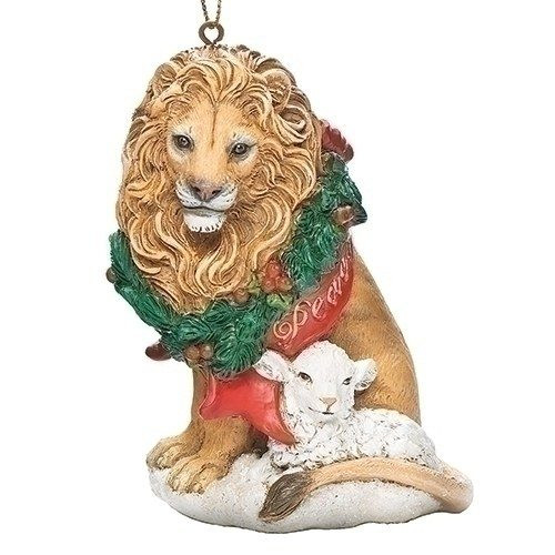 Christmas Ornament, Lion with Wreath and Lamb Giftswithlove,Inc.