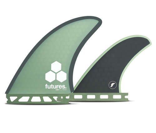 Futures Fins FAMT Honeycomb Twin Fin Set Green-Gray Futures Fins FAMT Honeycomb Twin Fin Set Green-Gray