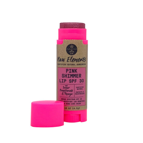 Raw Elements Pink Lip Shimmer SPF 30 Stick 0.15oz
