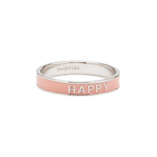 Pura Vida Happy Enamel Word Ring