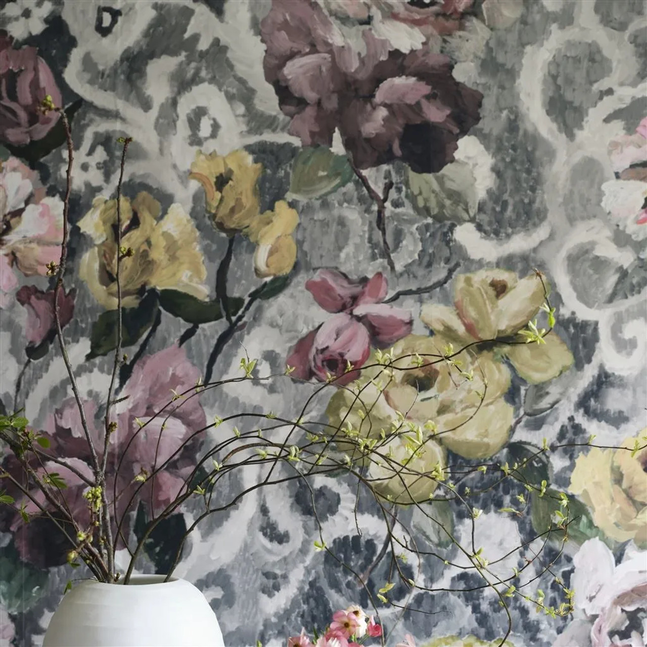 Tapestry Flower Platinum  Designers Guild Fabric Australia