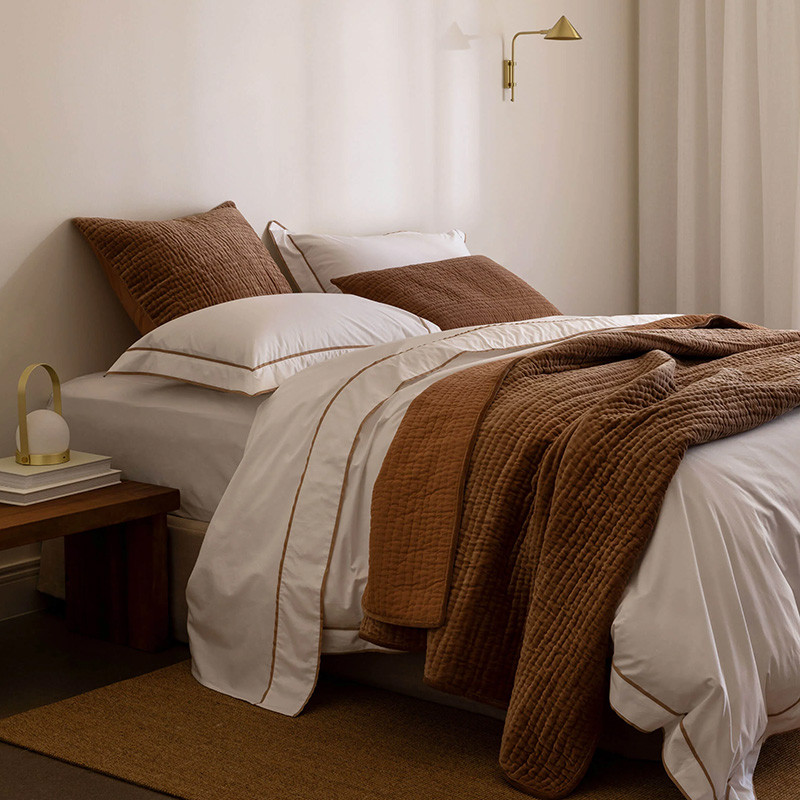 Grosgrain Caramel Egyptian Cotton Duvet Cover Set