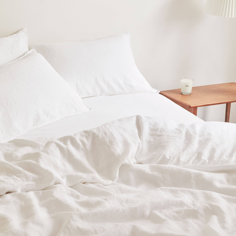 Mondo White Organic French Linen Duvet Cover Set