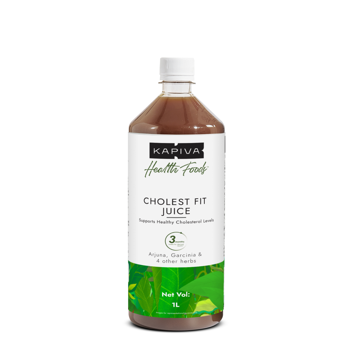 Kapiva Cholest Fit Juice 1L bottle front view supports healthy cholesterol levels with 6 ayurvedic herbs