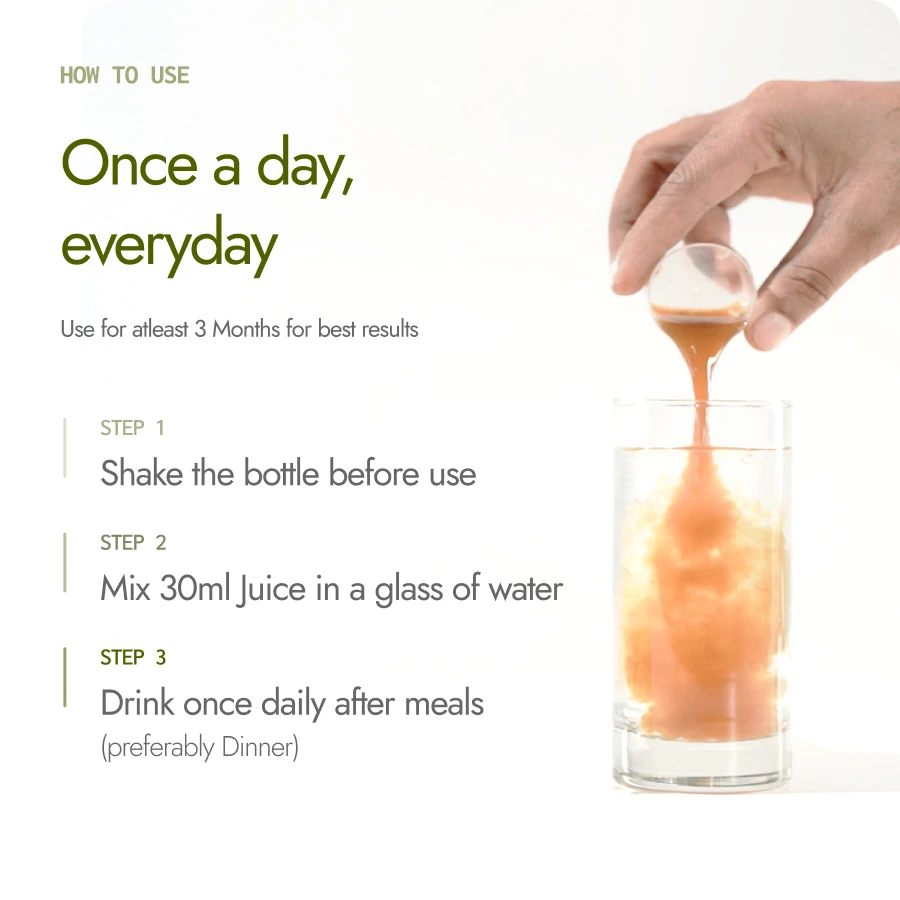 How to use Kapiva Cholest Fit Juice, 30ml mixed in water once daily after dinner for best results