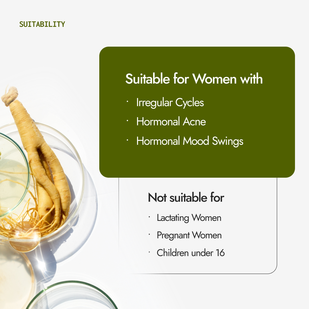 Kapiva Shatavari Balance Juice suitability guide for irregular cycles, hormonal acne and mood swings, not for pregnant women