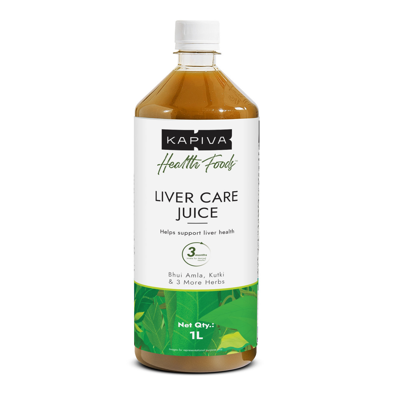 Kapiva Health Foods Liver Care Juice 1L bottle front view with Bhui Amla, Kutki and 3 herbs, bestseller 33% off