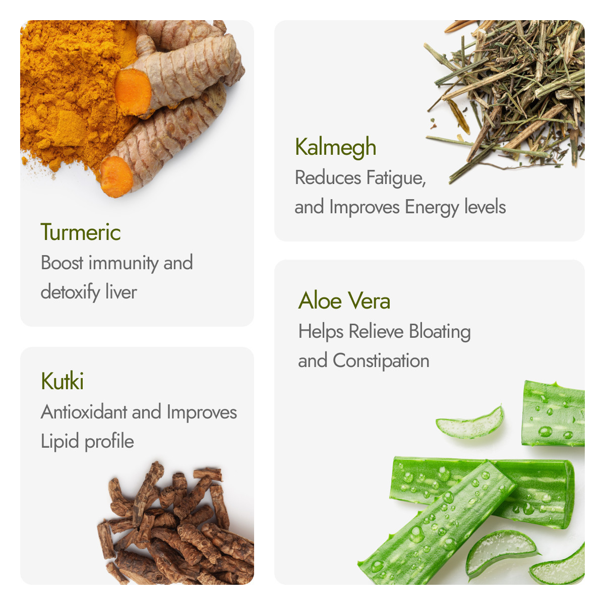 Kapiva Liver Care Juice herb benefits with Turmeric for detox, Kalmegh for energy, Kutki for lipid and Aloe Vera for bloating