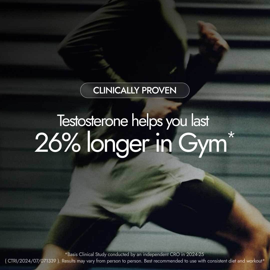 Kapiva Shilajit Gold Resin clinically proven to help last 26% longer in gym with testosterone support, man running
