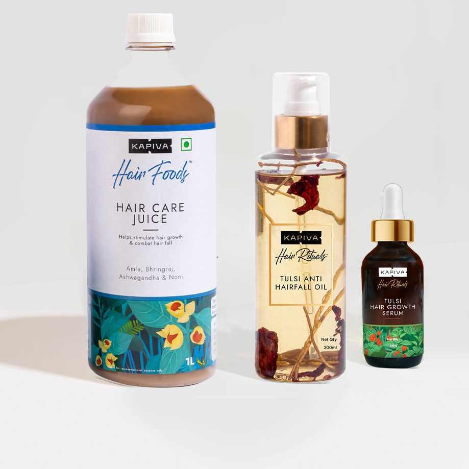 

Anti Hairfall Kit - Hair Care Juice & Tulsi hair growth serum & Tulsi Hairfall Oil
