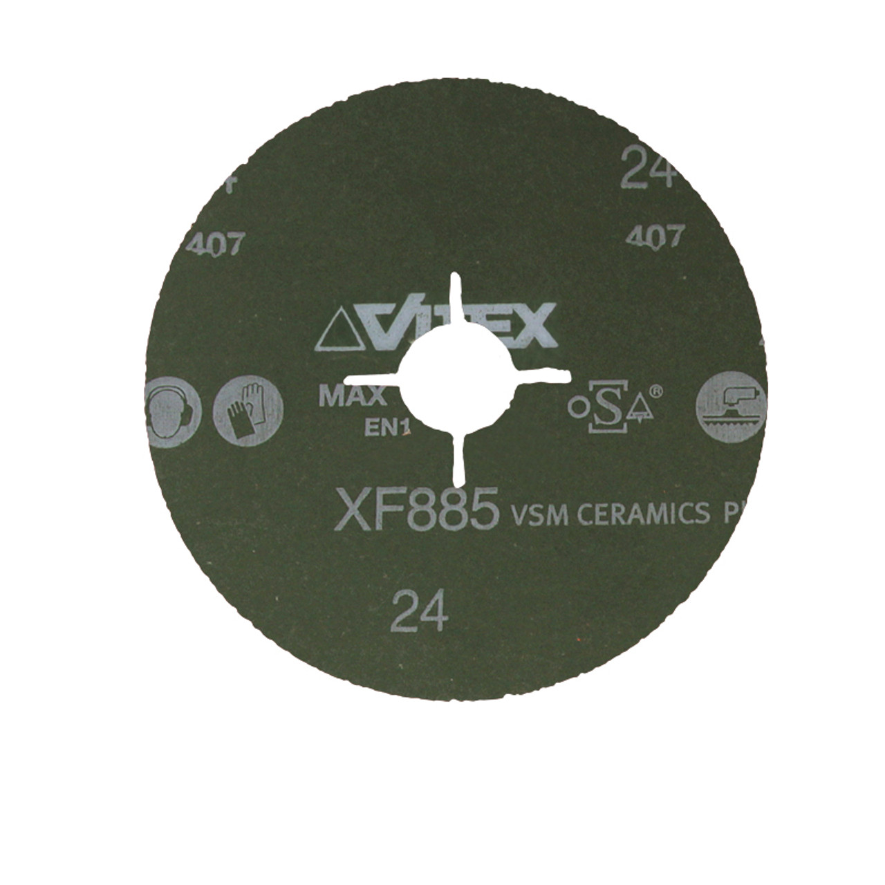 XF885 7" x 7/8 36 grit Ceramic Alumina Sanding Disc-VSM (100 pack)