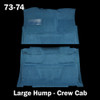 1973-74 Square Body Chevy & GMC Truck Carpet Crew Cab Truck w/ Large Hump