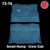 1973-74 Square Body Chevy & GMC Truck Carpet Crew Cab Truck w/ Small Hump