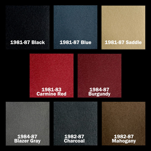 1981-1991 Chevy Blazer GMC Jimmy cloth headliner original color samples