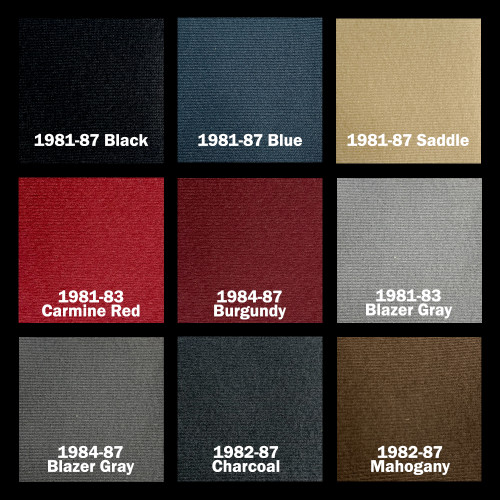 1981-91 Square Body Chevy Blazer & GMC Jimmy Cloth Headliner, Original Colors 1981-91 Square Body Chevy Blazer & GMC Jimmy Cloth Headliner, Original Colors