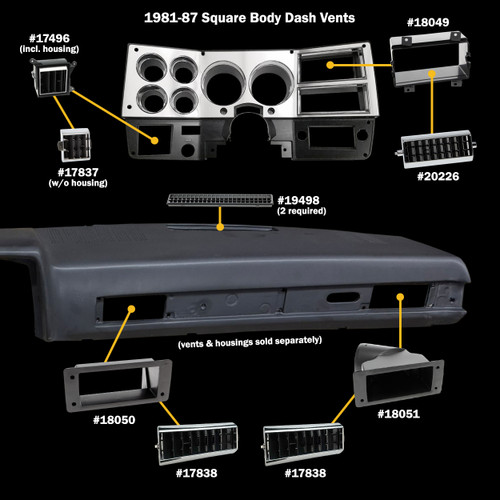 1981-87 Square Body Chevy & GMC Truck Center Right Air Vent Housing 1981-87 Square Body Chevy & GMC Truck Center Right Air Vent Housing