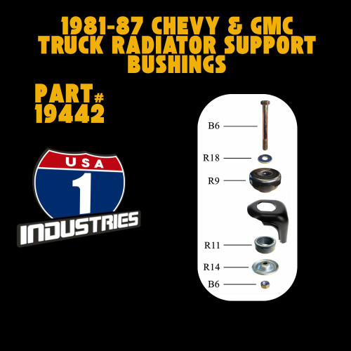 Classic GM truck front end radiator support bushing kit