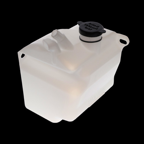 View of the radiator overflow jug with lid. View of the radiator overflow jug with lid.