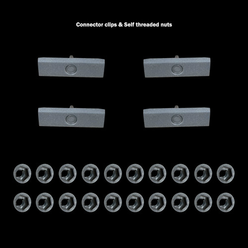 Connector clips and self threading nuts