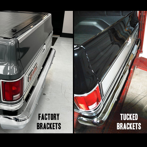 Showing the difference between the gaps of the original brackets vs tucked brackets. Showing the difference between the gaps of the original brackets vs tucked brackets.