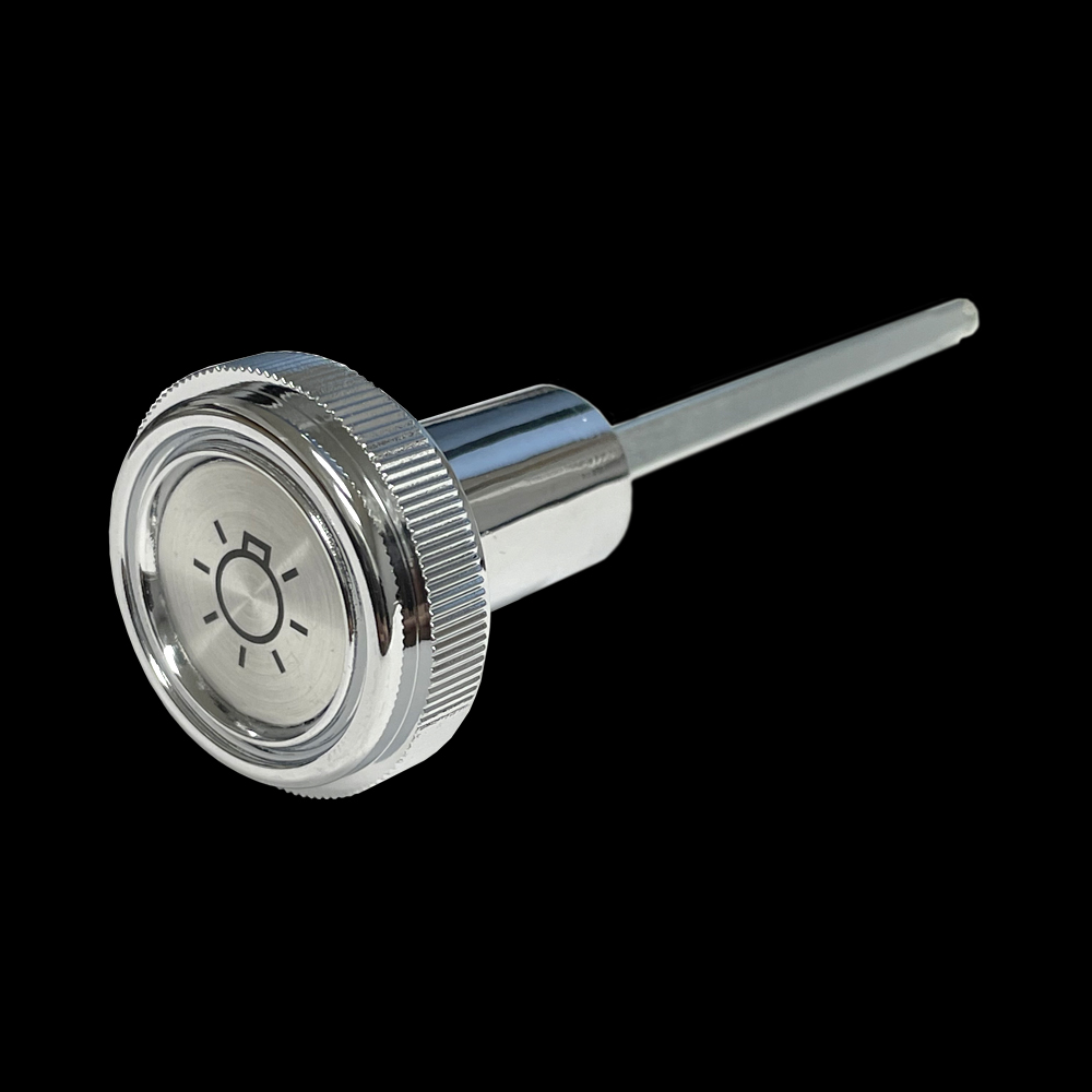 1957 Chevy Dash Headlight Switch Rod & Knob – Stainless Pull Knob, Plated Rod, Mike's Parts