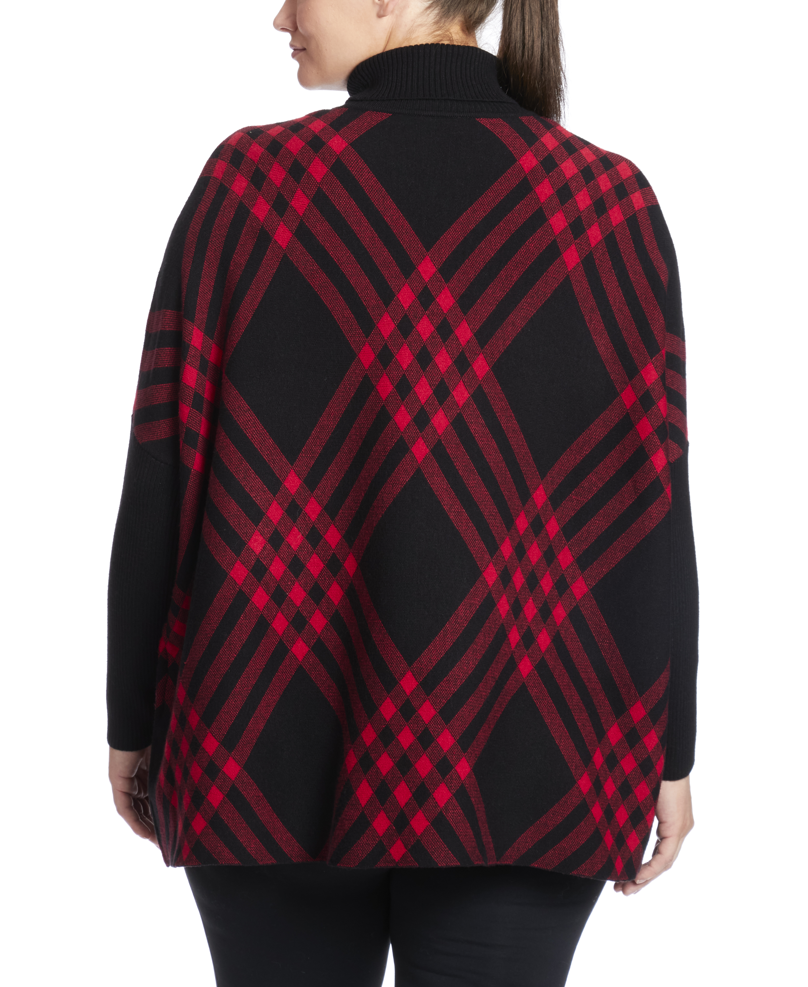 Turtleneck Poncho Sweater in Giles Plaid