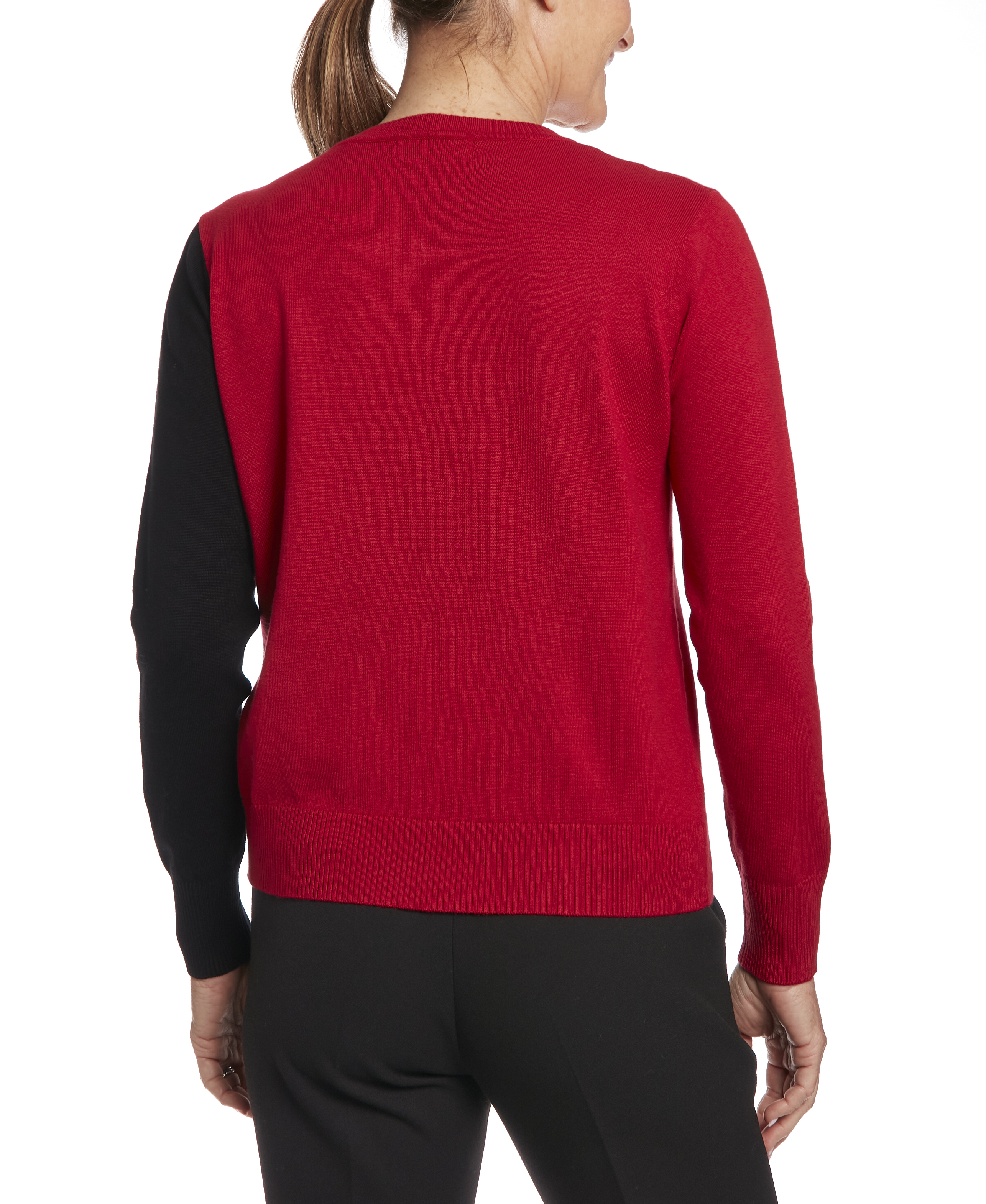 Pullover Sweater with Snap Detailing in Scarlet/Black