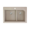 33-in x 22-in x 9.5-in Granite 1-3/4 J-Shaped Double Drop-in 1-Hole Kitchen Sink in Cafe Latte with Grids, Strainer, Disposer Strainer, Installation Kit