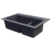 33-in x 22-in x 9.5-in Granite 1-3/4 J-Shaped Double Drop-in 1-Hole Kitchen Sink in Grey with Grids, Strainer, Disposer Strainer, Installation Kit
