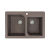 33.0625-in x 22.0625-in x 9.5 Granite 1-3/4 Offset Double Drop-in 1-Hole Kitchen Sink in Espresso with Grids, Strainer, Disposer Strainer, Installation Kit